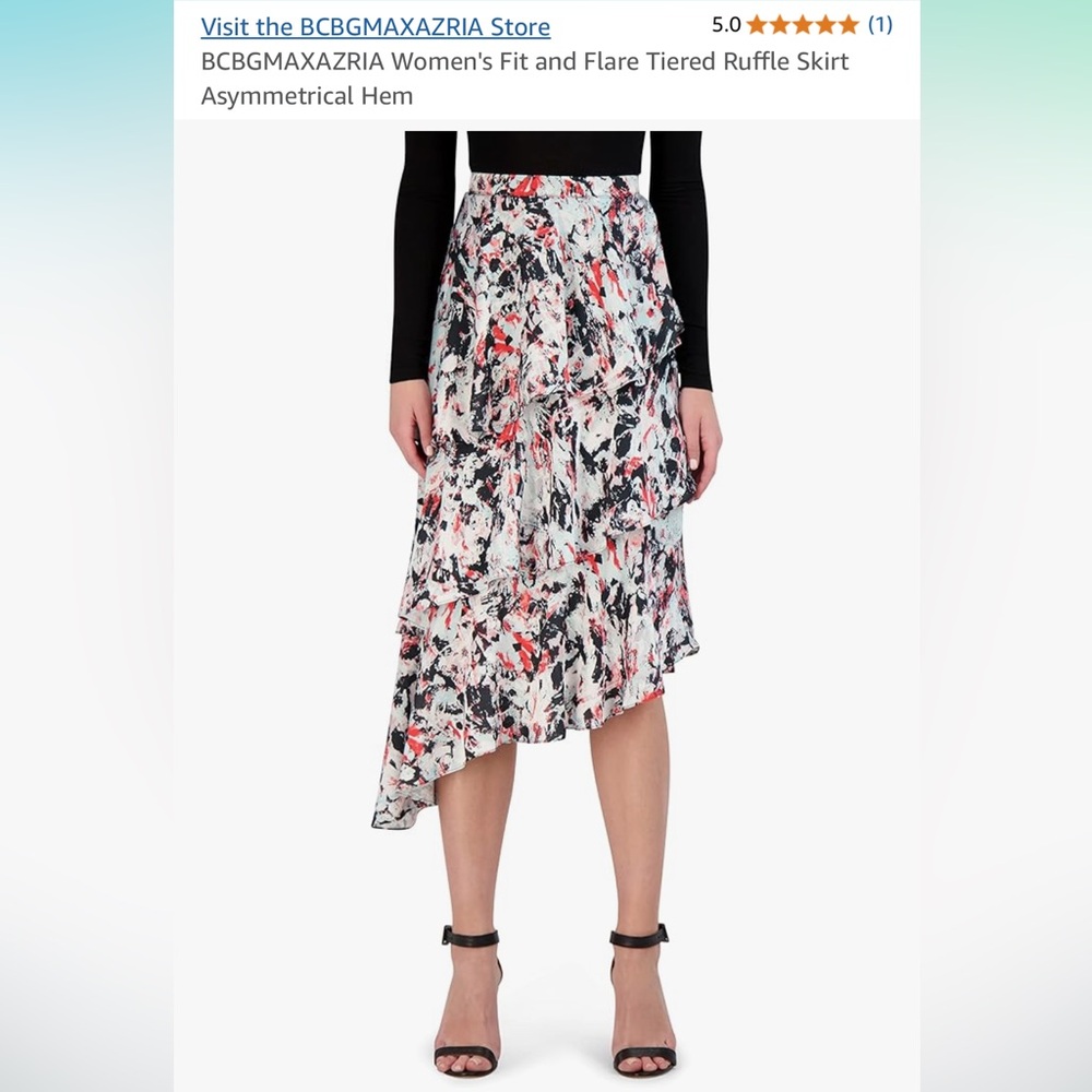 BCBGMAXAZTIA Fit and tiered asymmetrical skirt women’s size M